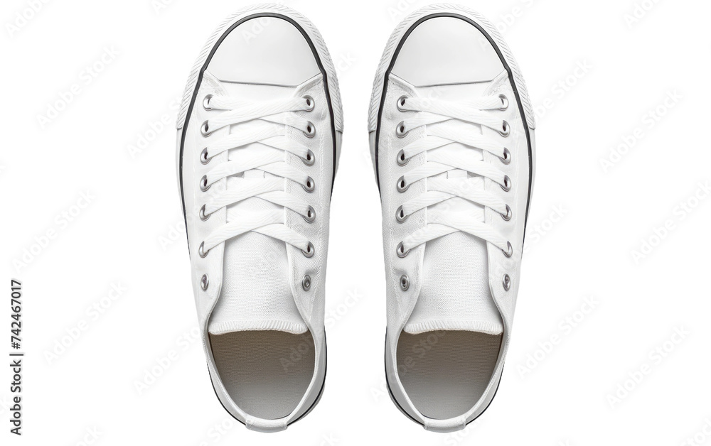Pair of White Sneakers. A pair of clean white sneakers. The shoes appear new and pristine, with minimalistic design and simple color palette. Perfect for athletic or casual wear. Pair of White Sneakers. A pair of clean white sneakers. The shoes appear new and pristine, with minimalistic design and simple color palette. Perfect for athletic or casual wear.