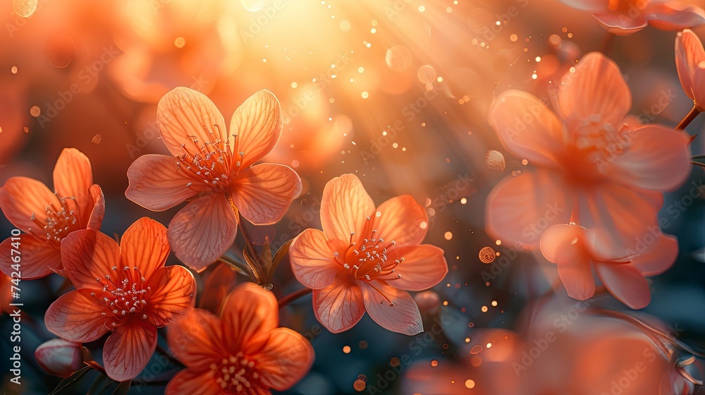 sun rays, flowers, background sun rays, flowers, background