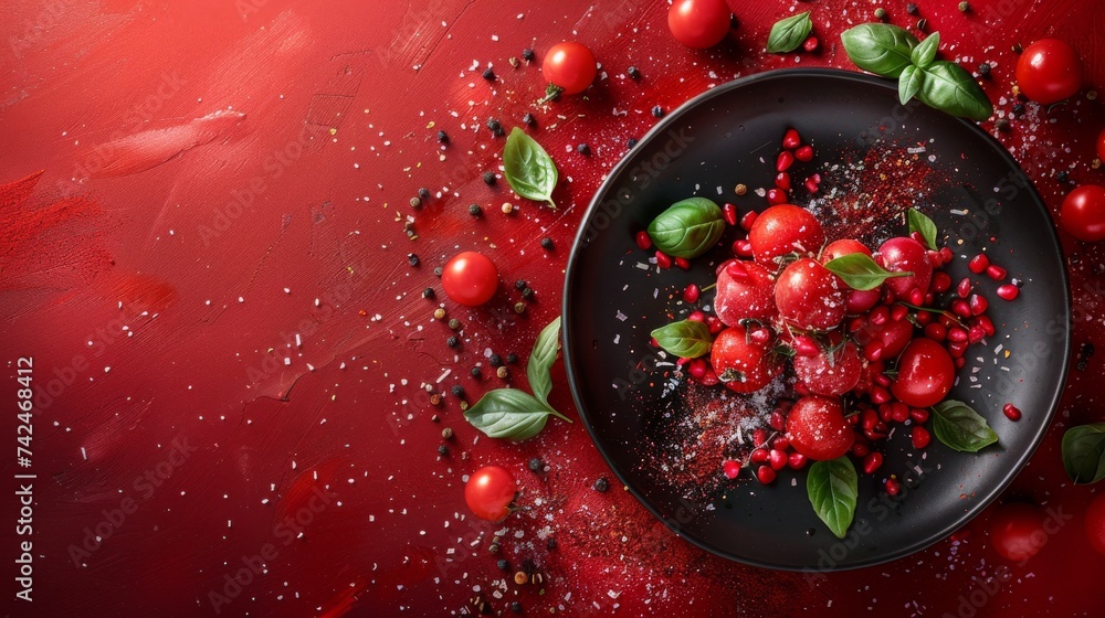 Minimalistic Red Monochrome Gourmet Food Concept Minimalistic Red Monochrome Gourmet Food Concept