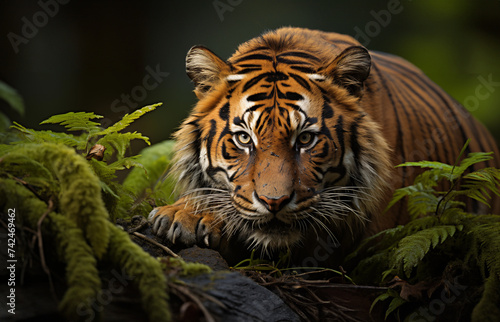 A toger looking into camera, wild life photography, ready to hunt, royal animal, king of jungle photo