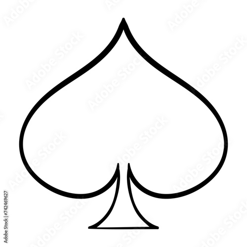 Spades suit. Playing cards, gambling, casino, poker, play for money, win, lose, winner, jackpot, gambler, deck, hand, blackjack, joker, gamble, addiction, card reading, cartomancy. Vector illustration