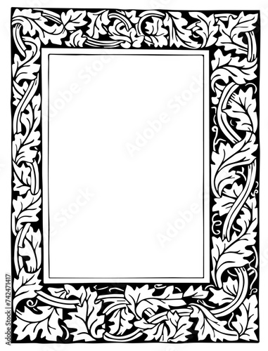 Victorian floral border. Romanticism period