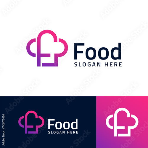 concept letter f with chef logo design vector illustration