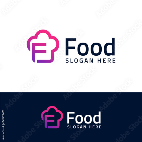 concept letter f with chef logo design vector illustration