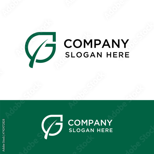 concept letter g with leaf logo, green logo design vector illustration