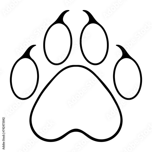 Paw print. Animal, cat, dog, fox, pads, claws, soft, track, pet, beloved, veterinary, care, walk, pattern, owner, limbs, treat, love, purr, bark, fur, tail, vet. Vector illustration