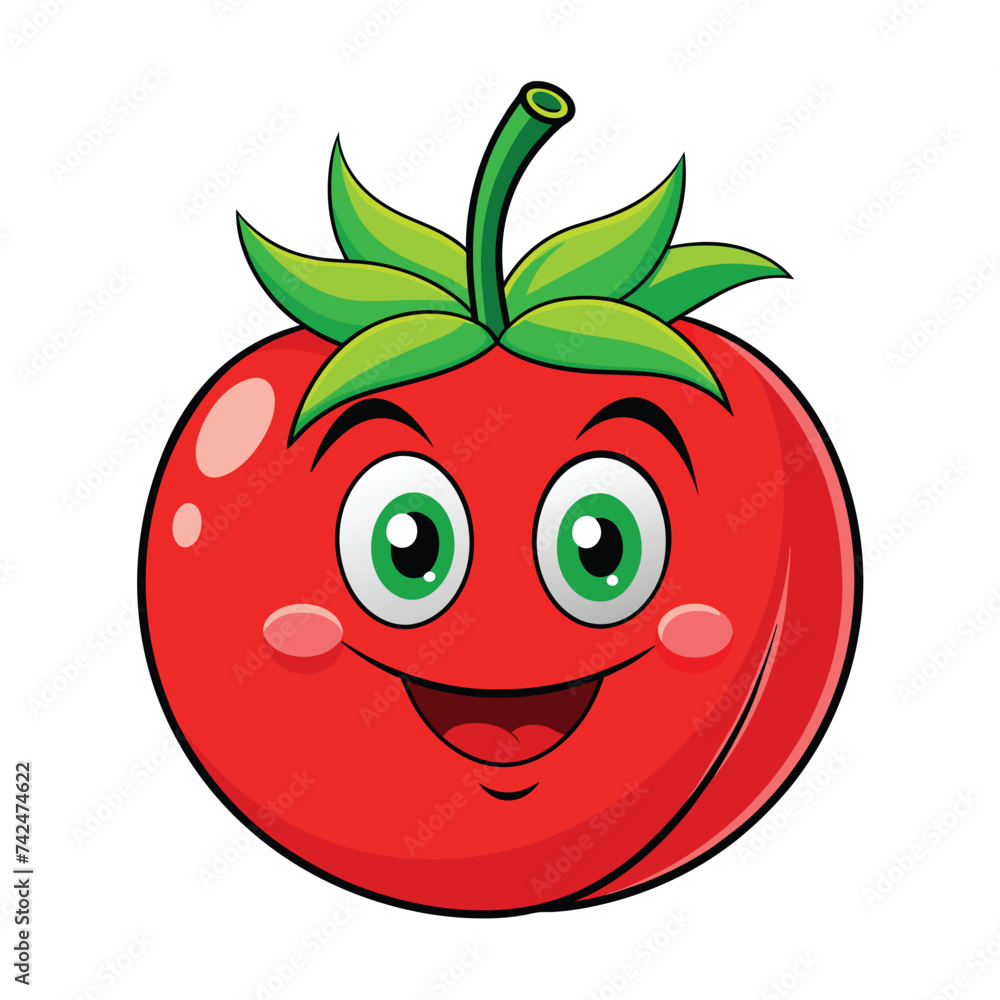 vector of cartoon tomato on white vector of cartoon tomato on white