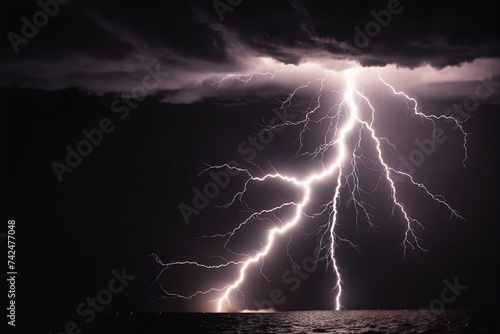 Thunder strike on black background