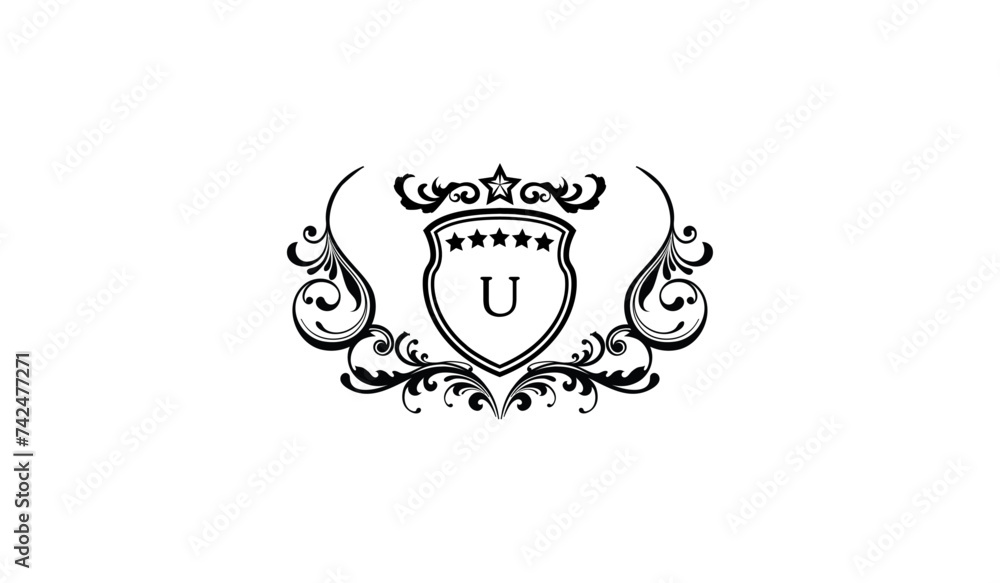 Obraz premium Luxury Crown Blade Shaped Alphabetical Logo