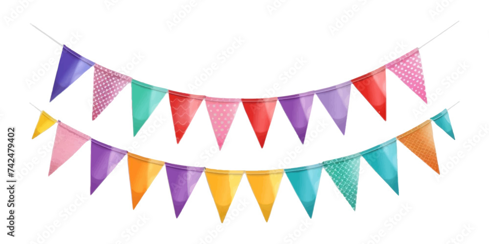 colorful party pennant triangles on a white background colorful party pennant triangles on a white background