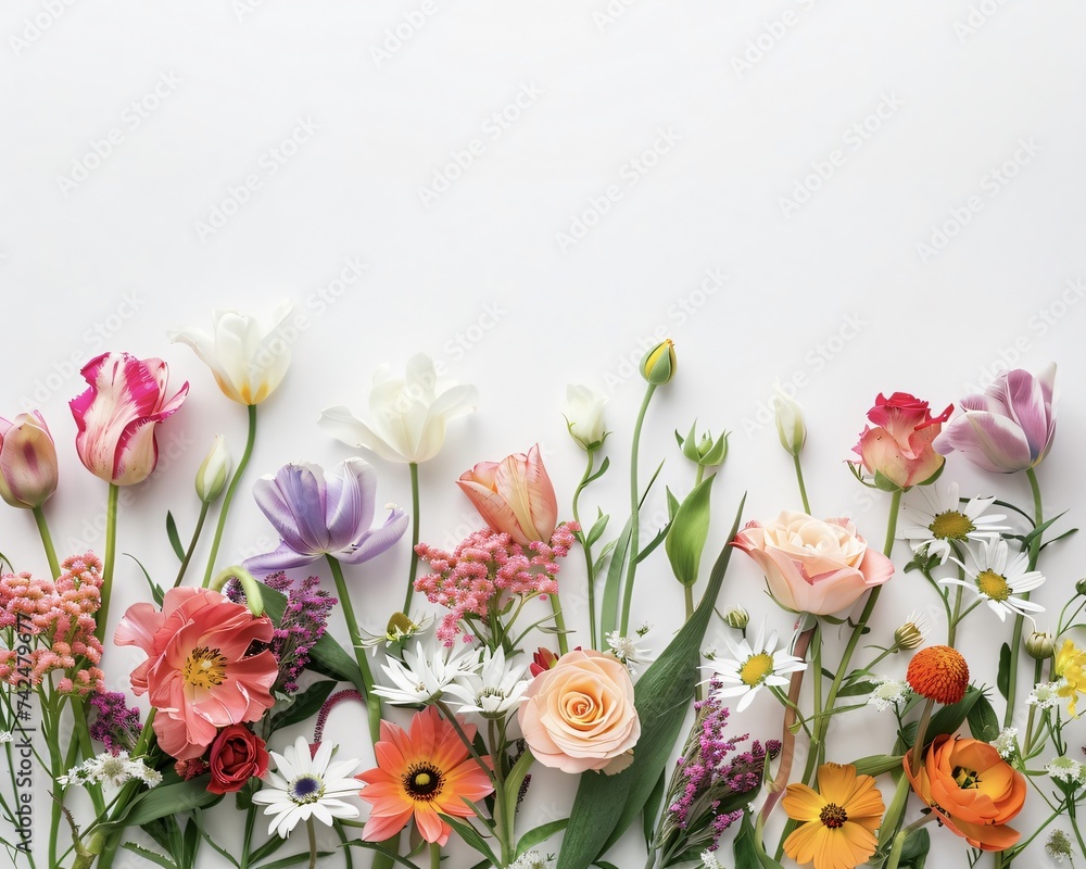 Vibrant Bunch of Assorted Flowers on Pristine Soft Background Vibrant Bunch of Assorted Flowers on Pristine Soft Background