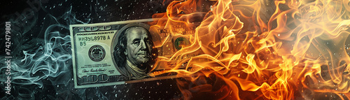 Money meets fire Create a visually striking artwork that combines the concepts of money and fire Explore how these two contrasting elements can coexist in a thought provoking and unique way