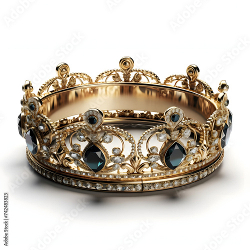 Luxurious and Elegant Gold Crown on White Background