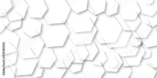 
Abstract background with hexagonal geometric hexagon polygonal Background with hexagons Pattern Seamless background. 3D Futuristic abstract honeycomb mosaic white background. photo