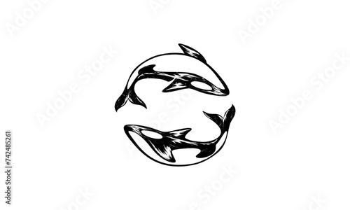 Orca Whale Sea Black and White logo