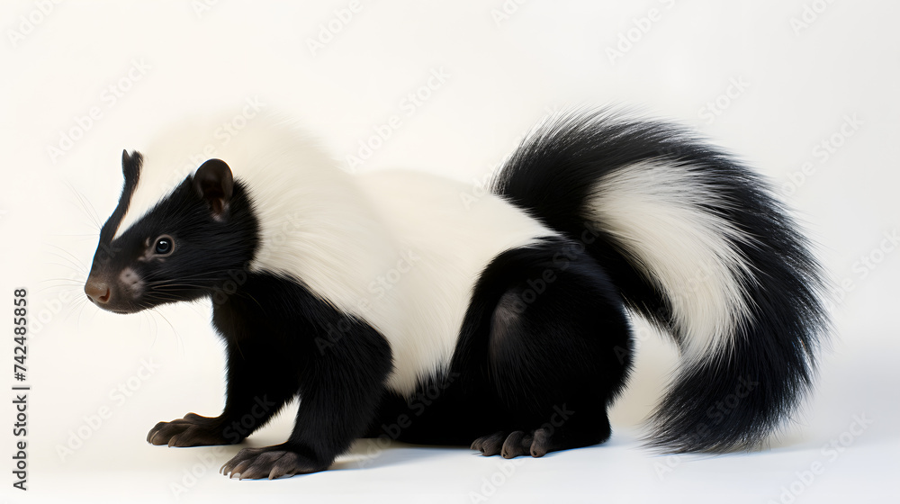 Naklejka premium Skunk on white background
