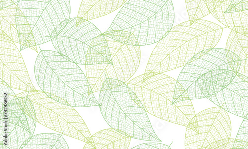 Horizontally And Vertically Repeatable Vector Seamless Background Illustration With Leaf Veins Silhouette Pattern Isolated On A White Background. 