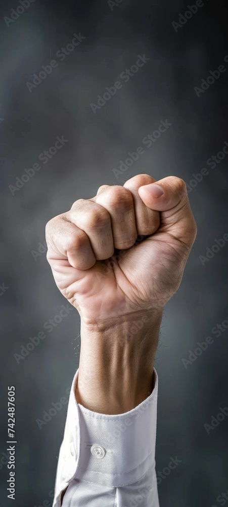 Commanding hand of CEO in business faint imagery of labor dismissal ...