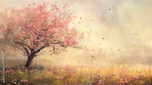 Blossom tree over nature background  Spring flowers Spring Background