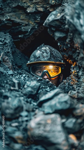 Hiding miners and their contributions in gold mine photo