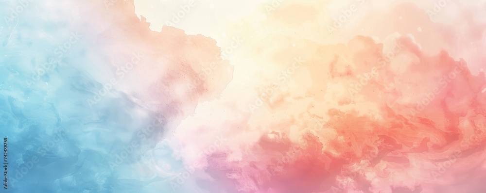 Peaceful watercolor cloudy sky at dawn blending soft colors for a calming effect
