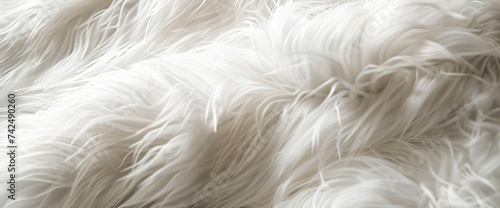 a close up of an image of a white furry sofa, in the style of attention to fur and feathers texture, lensbaby effect, detailed feather rendering photo