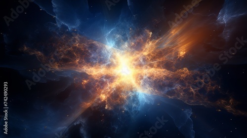Gold & Blue Explosion in Deep Space -