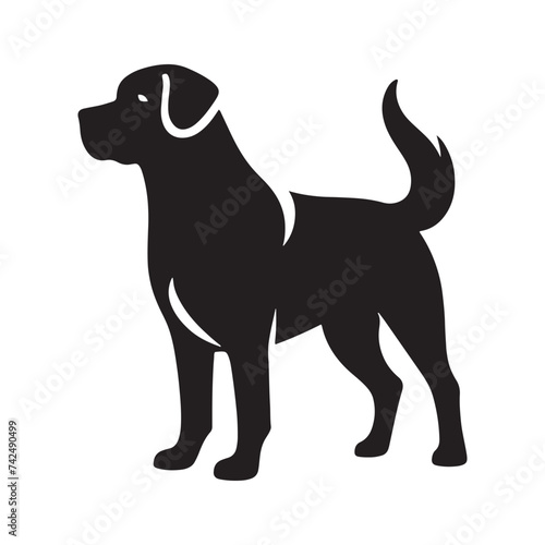 Silent Guardian: A Majestic Dog Silhouette, Capturing Loyalty, Vigilance, and the Timeless Bond Between Canine and Human.Vector dog silhouette.