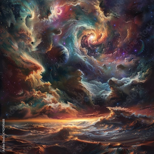 Vibrant planets adorned with swirling storms and atmospheric wonders