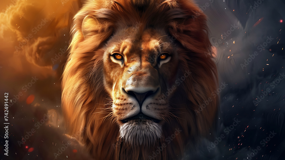 realistic lion portrait illustration