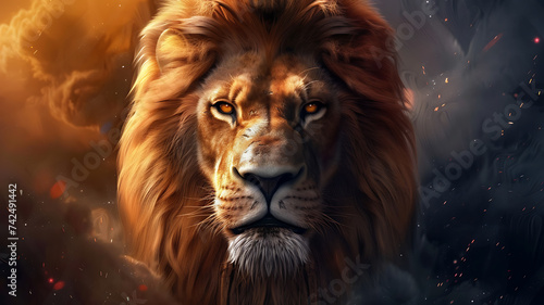 realistic lion portrait illustration © ChemaVelasco