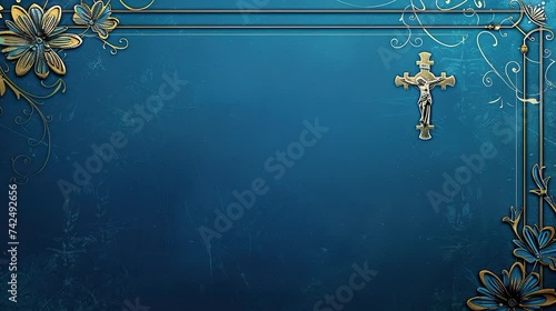 christian presentation background plain blue wall decorated with jesus cross suitable for catholic title opening video or song lyric backdrop lofy animation