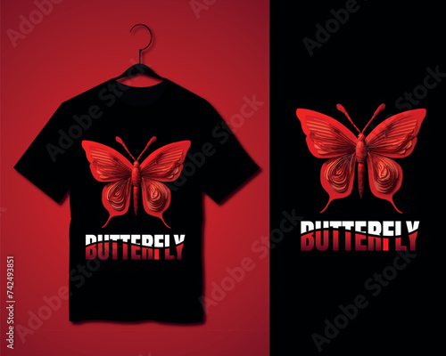 Free vector butterfly lettering typography graphic design for print t shirt 