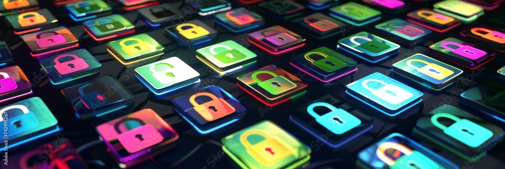 Locked App Icons - A smartphone screen with all app icons seemingly locked with tiny padlocks, confusing the user. Locked App Icons - A smartphone screen with all app icons seemingly locked with tiny padlocks, confusing the user.