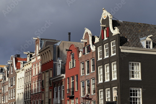 Amsterdam Leliegracht Canal House Facades with Grey Sky, Netherlands