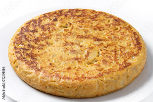 Traditional spanish omelette isolated on white background