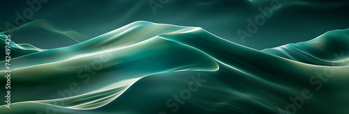 green wavy wave background design 1, in the style of surreal organic forms, futuristic digital art, dark cyan, naturalistic landscape backgrounds, precise and lifelike, abstract minimalism appreciator photo