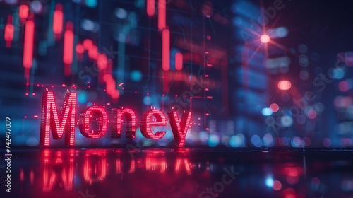 money text with graphic background