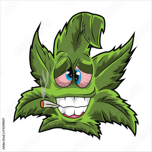 Marijuana leaf cartoon character vector