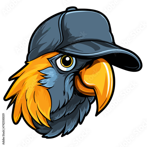 Vector illustration of a head of an eagle in a baseball cap. T-shirt design