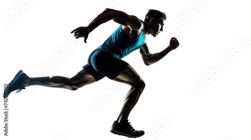 silhouette one caucasian man young sprinter running isolated on transparent and white background.PNG image