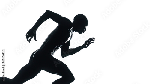 silhouette one caucasian man young sprinter running isolated on transparent and white background.PNG image   © CStock