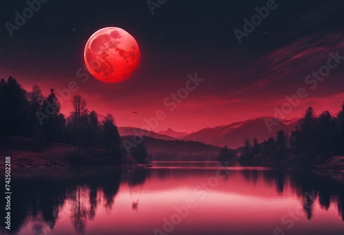 landscape with Red moon © MUHAMMADSHEERAZ