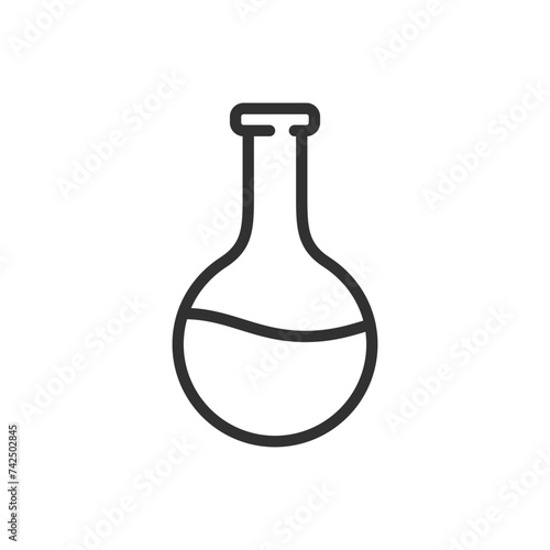 Round flask with liquid, linear icon. Line with editable stroke