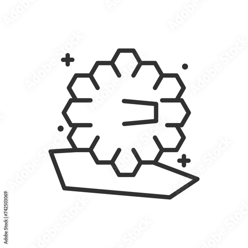 Space telescope, linear icon. Exploration of space and the universe. Line with editable stroke