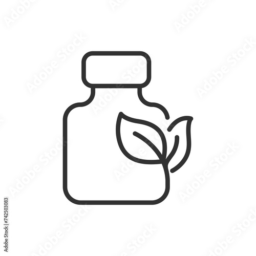 Herbal organic medicine, linear icon. Alternative medicine. Line with editable stroke