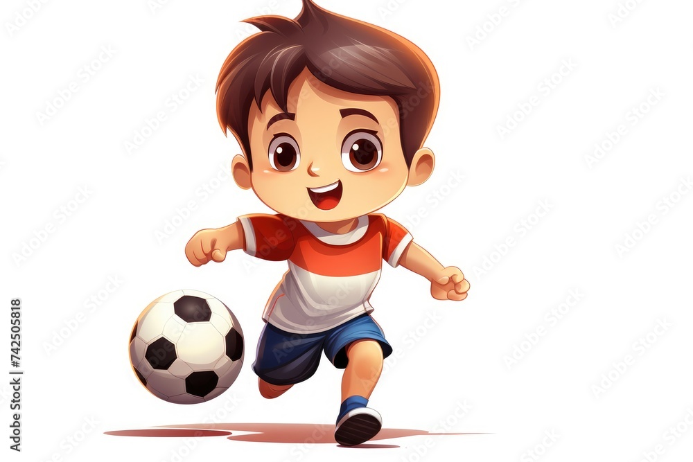 Cheerful Young Soccer Star in Action - Animated Sports Enthusiasm Generative AI Cheerful Young Soccer Star in Action - Animated Sports Enthusiasm Generative AI