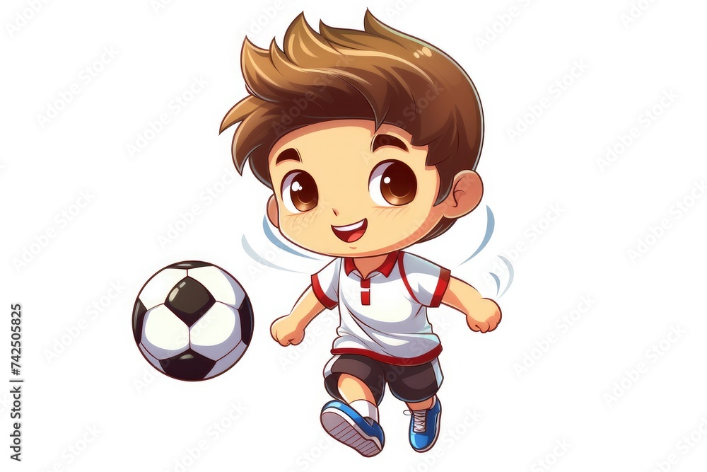 Cheerful Young Soccer Star in Action - Animated Sports Enthusiasm Generative AI Cheerful Young Soccer Star in Action - Animated Sports Enthusiasm Generative AI
