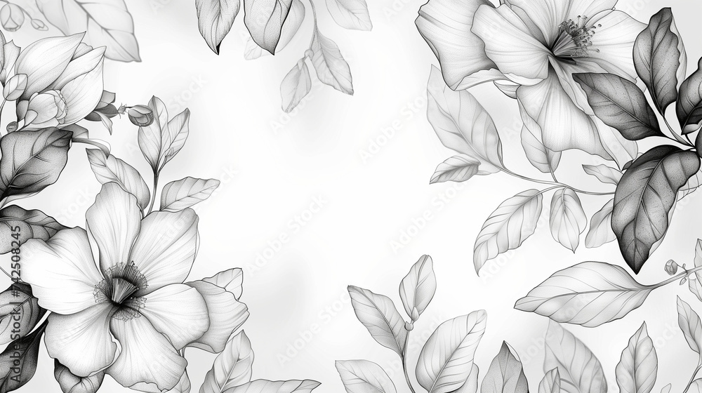 Monochromatic allure of spring blossoms and motifs gracefully adorns the card, offering a timeless touch of elegance Monochromatic allure of spring blossoms and motifs gracefully adorns the card, offering a timeless touch of elegance