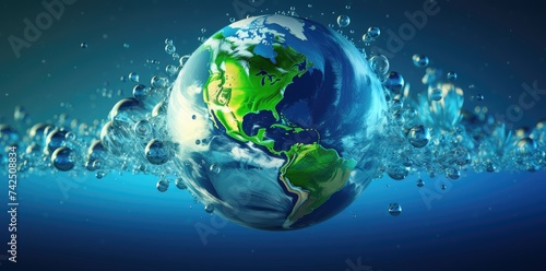 Sustaining Earth: Pristine Water Droplets Embrace the Blue Planet Generative AI